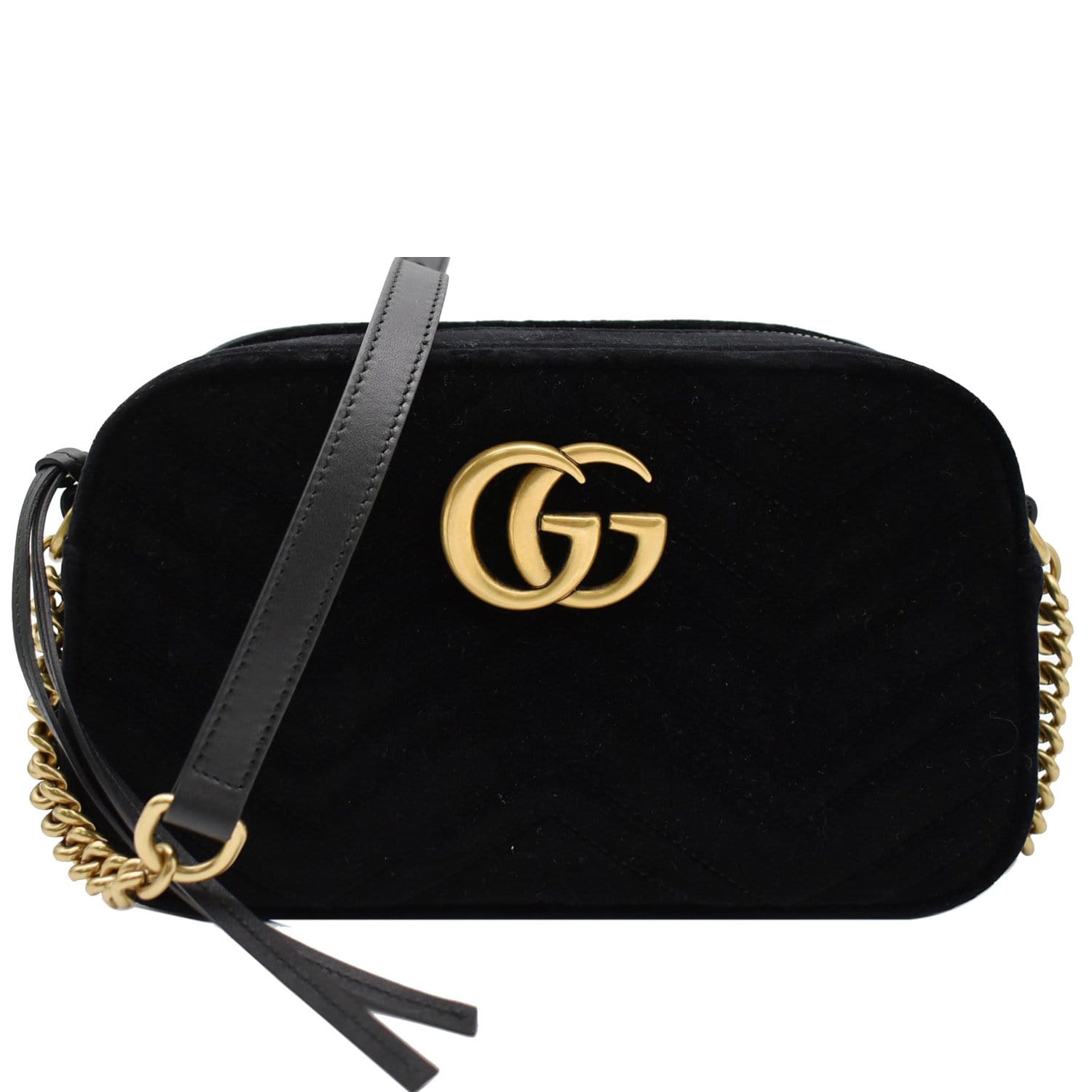 Gucci GG Marmont Shoulder Bag Velvet Small Black in Velvet with