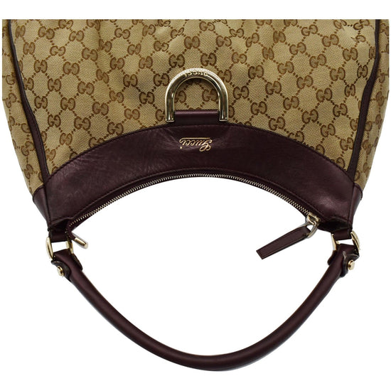 GUCCI D Ring Large Monogram Hobo Bag Brown 189833