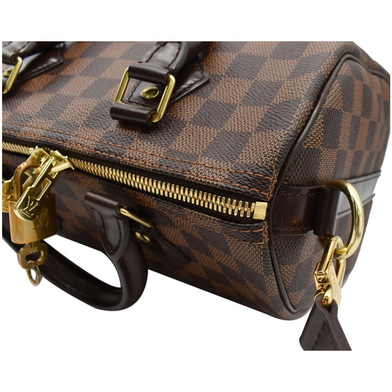 LOUIS VUITTON Speedy 25 Bandoulière Damier Ebene Satchel Bag Brown