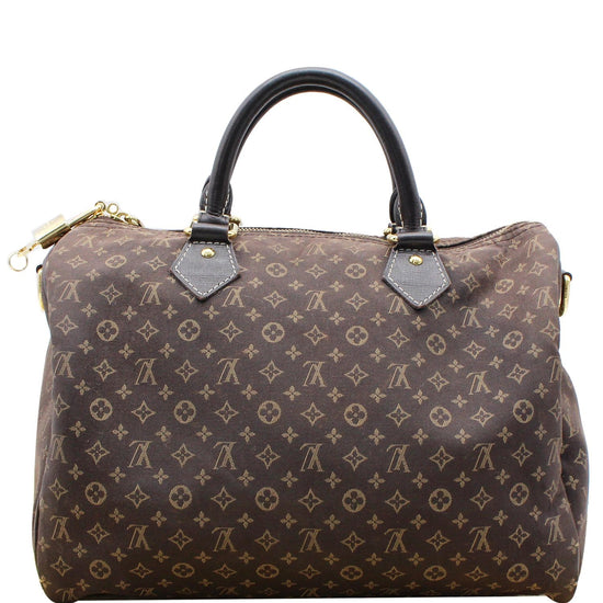 Louis Vuitton Ebene Brown Monogram Mini Lin Speedy 30 Boston Bag