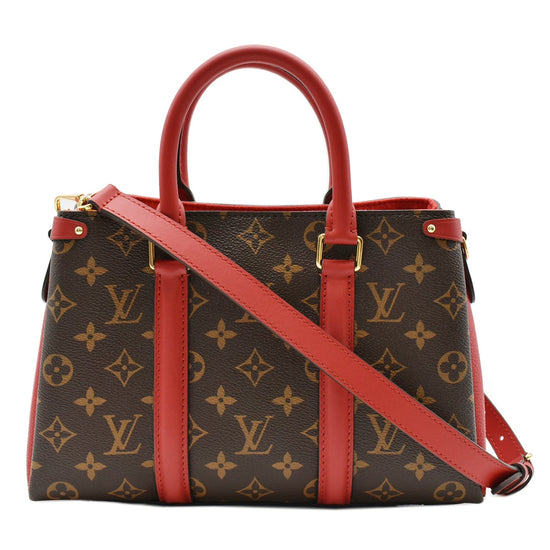 Louis Vuitton Soufflot BB Small Satchel Crossbody Monogram Brown Cerise Red