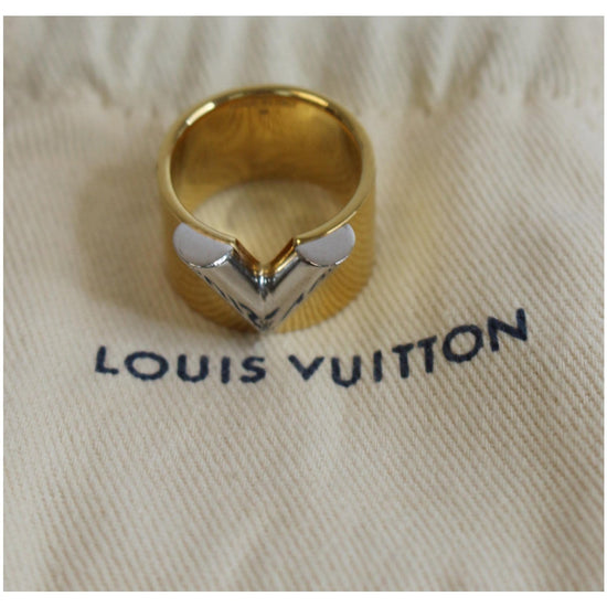 LOUIS VUITTON Essential V Ring M No. 14 Gold Silver M61085