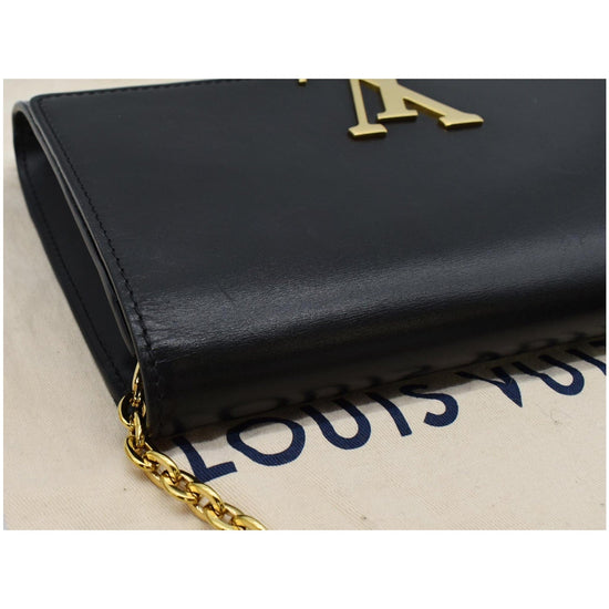 Louis Vuitton Black Leather Chain Louise Gm Shoulder Bag ref