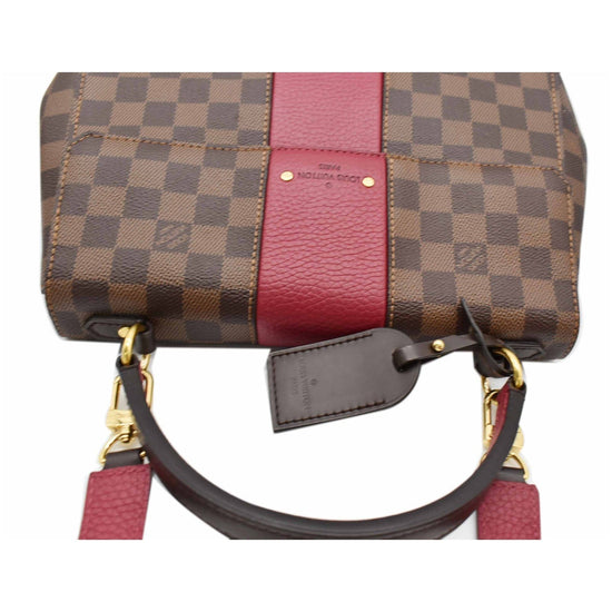 Louis Vuitton Bond Street Top Handle Bag Damier Burgundy Leather MM Brown