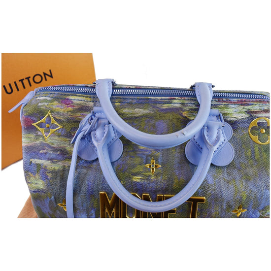 LOUIS VUITTON Masters Monet Speedy 30 Coated Canvas Satchel Bag Blue