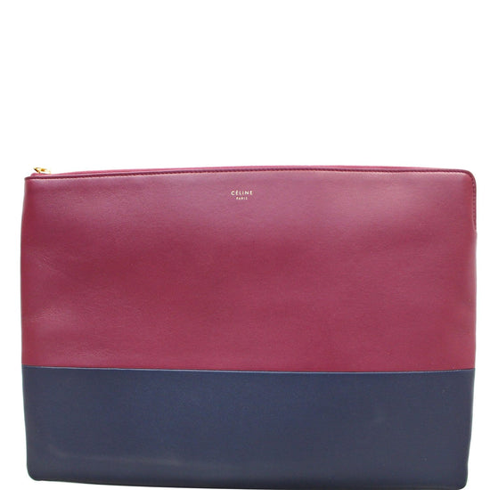 Celine Bi-Color Leather Clutch Pouch Burgundy/Black - Final Sale