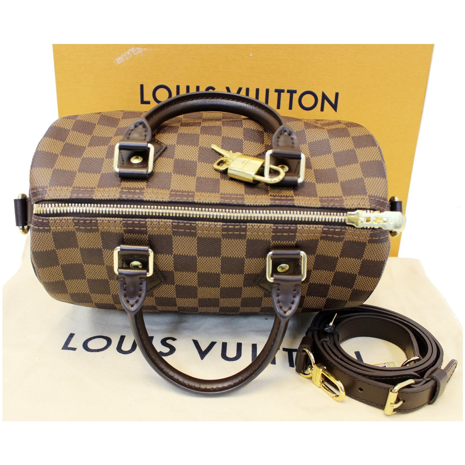 LOUIS VUITTON Speedy 25 Bandouliere Damier Ebene Shoulder Bag-US