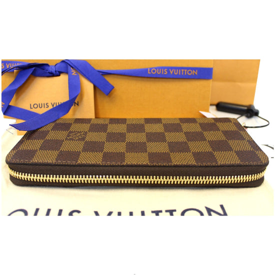 Date Code & Stamp] Louis Vuitton Damier Ebene Clemence Zippy Long Wallet