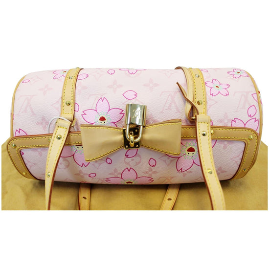 LOUIS VUITTON Papillon Pink Monogram Cherry Blossom Tote Handbag-US