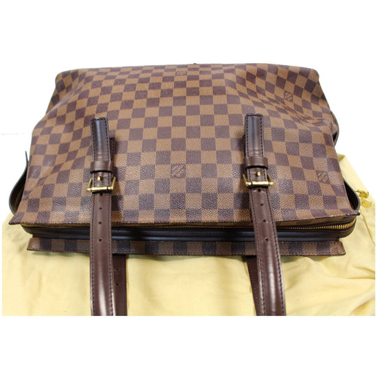 Louis Vuitton Chelsea Damier Ebene Zip Tote 870449 Brown Coated