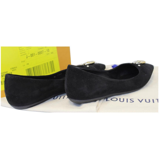 Louis Vuitton Black Suede 'Lou' Crystal Embellished Bow Detail Ballet Flats  Size 37 Louis Vuitton