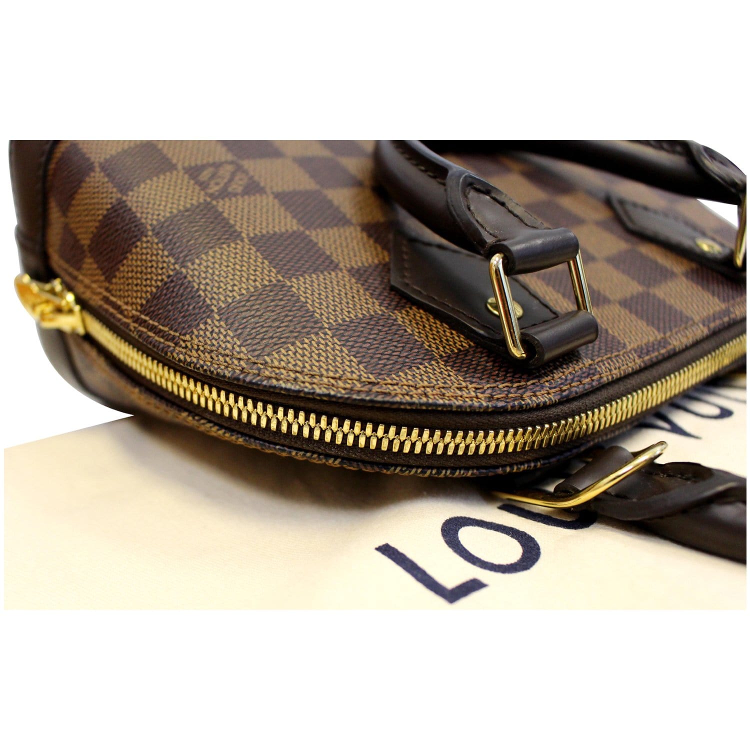 LOUIS VUITTON Alma BB Damier Ebene Satchel Crossbody Bag Brown-US