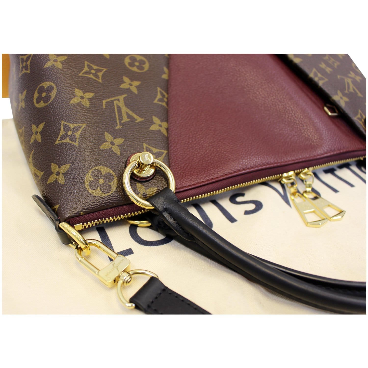 LOUIS VUITTON V MM Monogram Canvas Tote Shoulder Bag Bordeaux-US