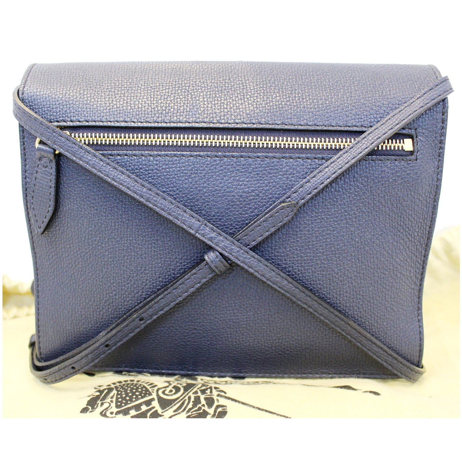 Burberry Small Vintage Check/Leather Crossbody Bag Dark Blue-US