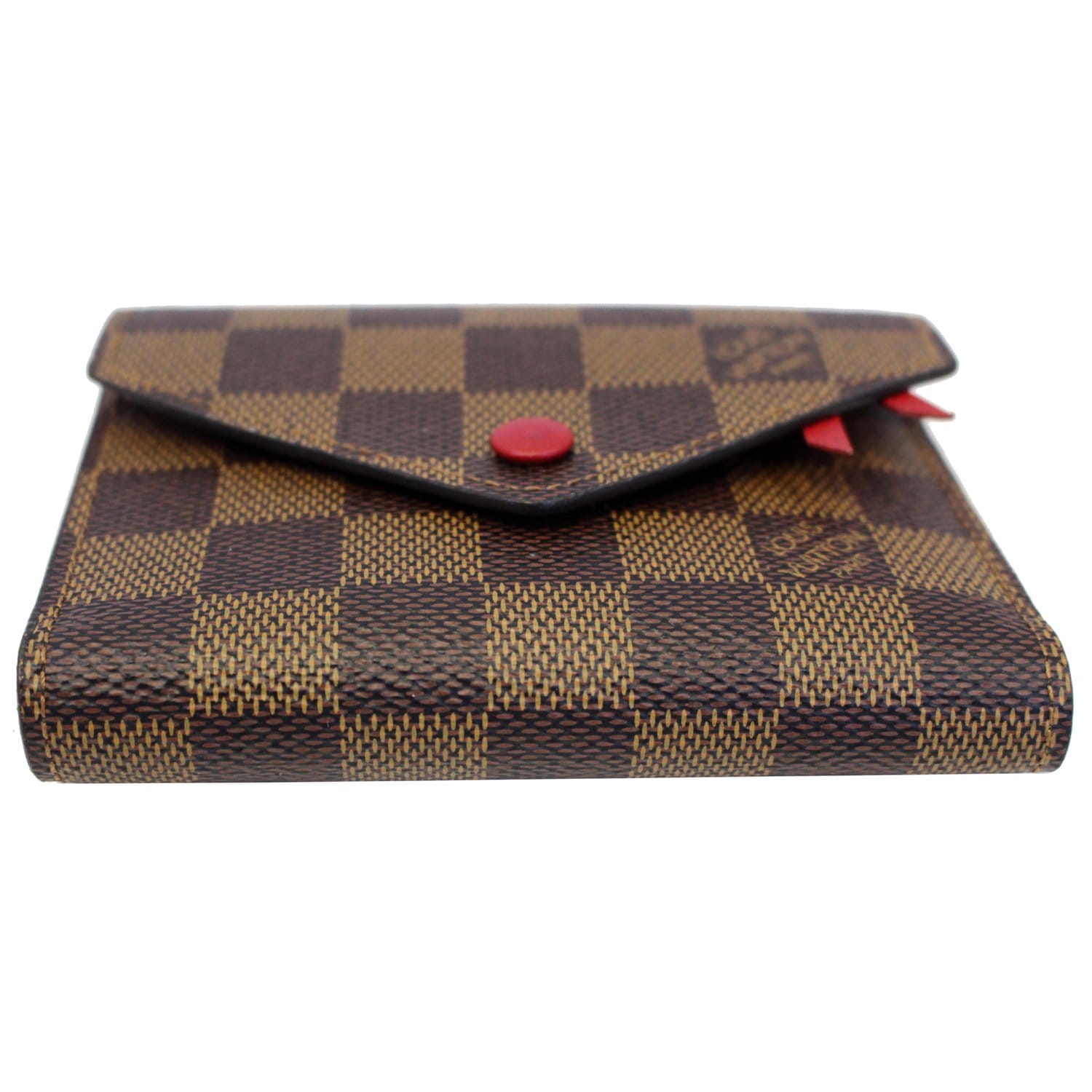 Louis Vuitton Victorine Wallet Damier Ebene Stories Red Lining in