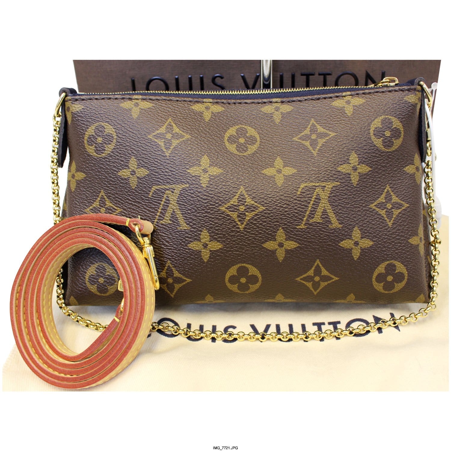 LOUIS VUITTON Pallas Clutch Monogram Canvas Crossbody Bag-US