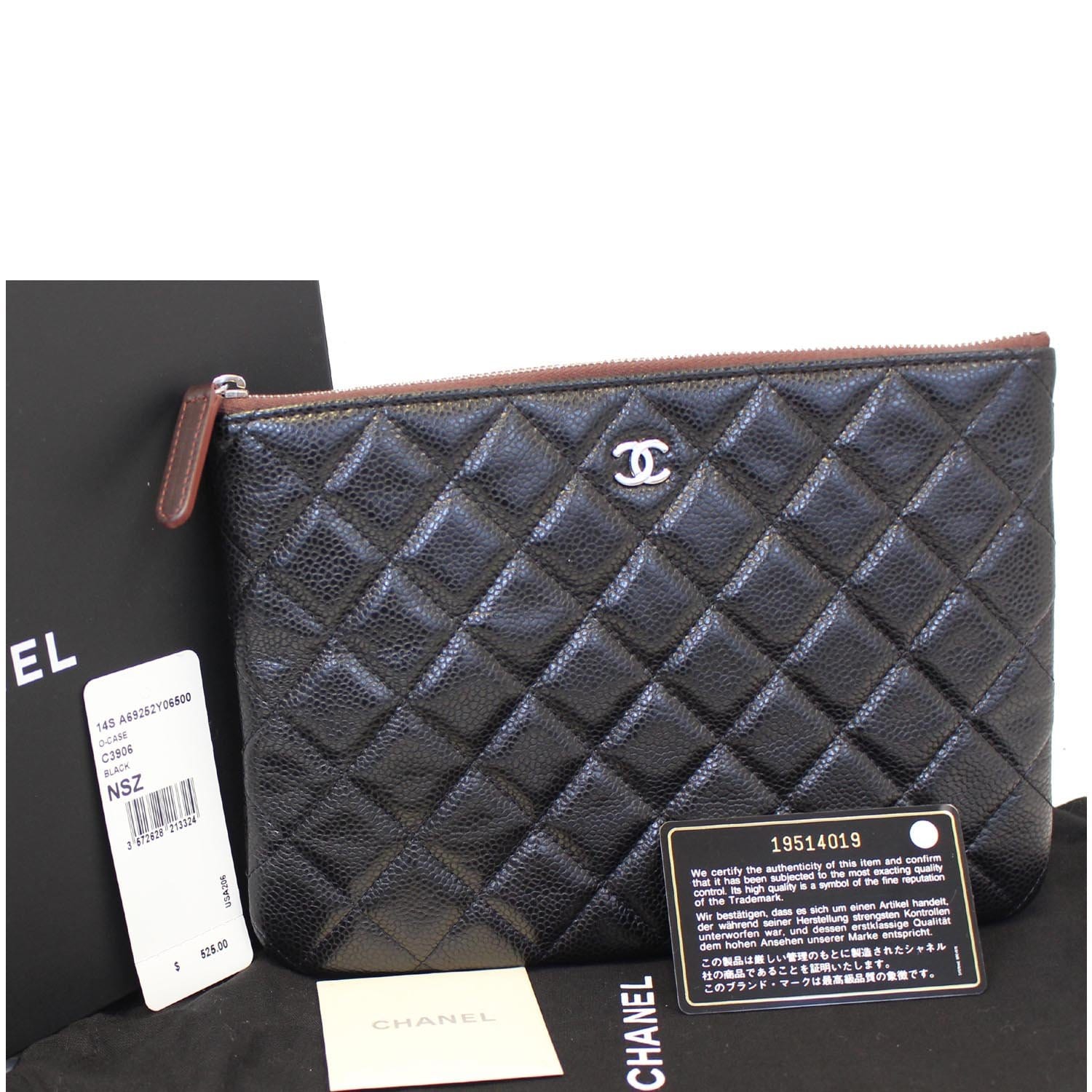 Chanel Classic O-Case Caviar Leather Zip Pouch Black