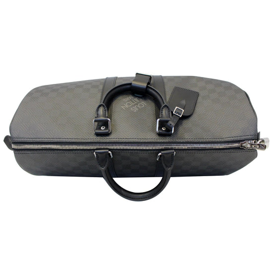 Louis Vuitton Black Carbon Fiber Damier Carbone Keepall 45 Duffle Bag 1122lv14