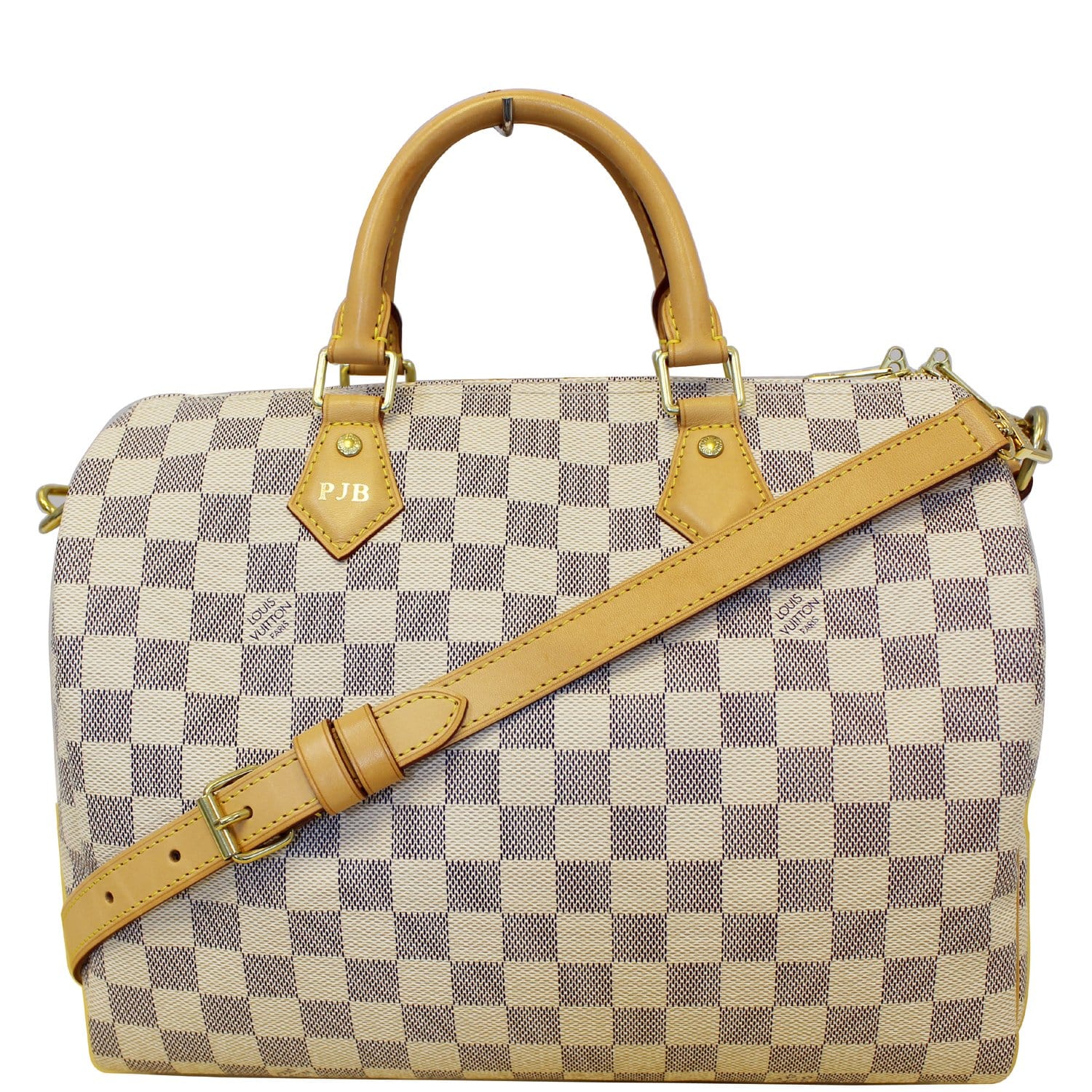 LOUIS VUITTON Speedy 30 Bandouliere Damier Azur Shoulder Bag White