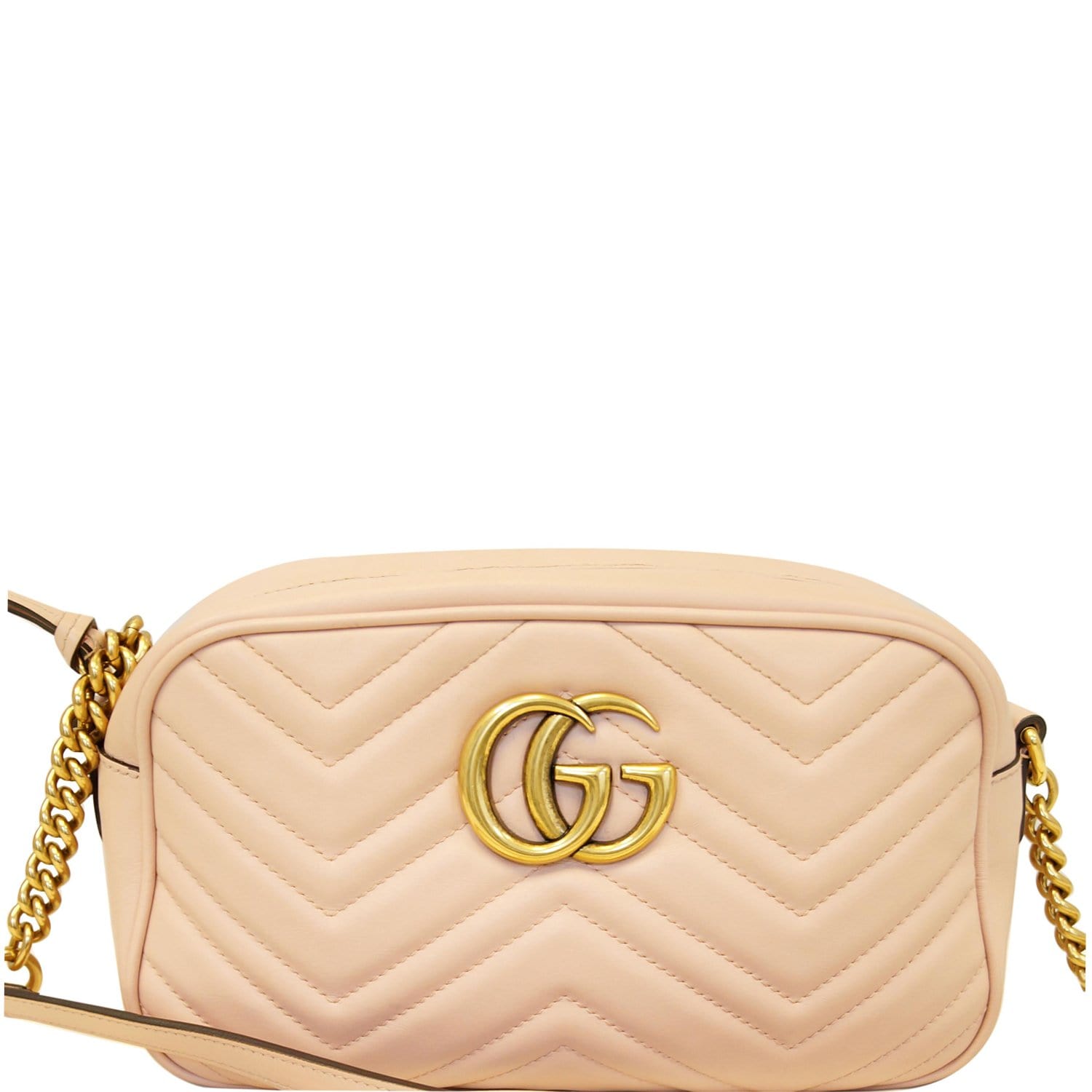 Gucci GG Marmont Camera Bag Matelasse Mini Light Pink in Leather with  Antique Gold - US