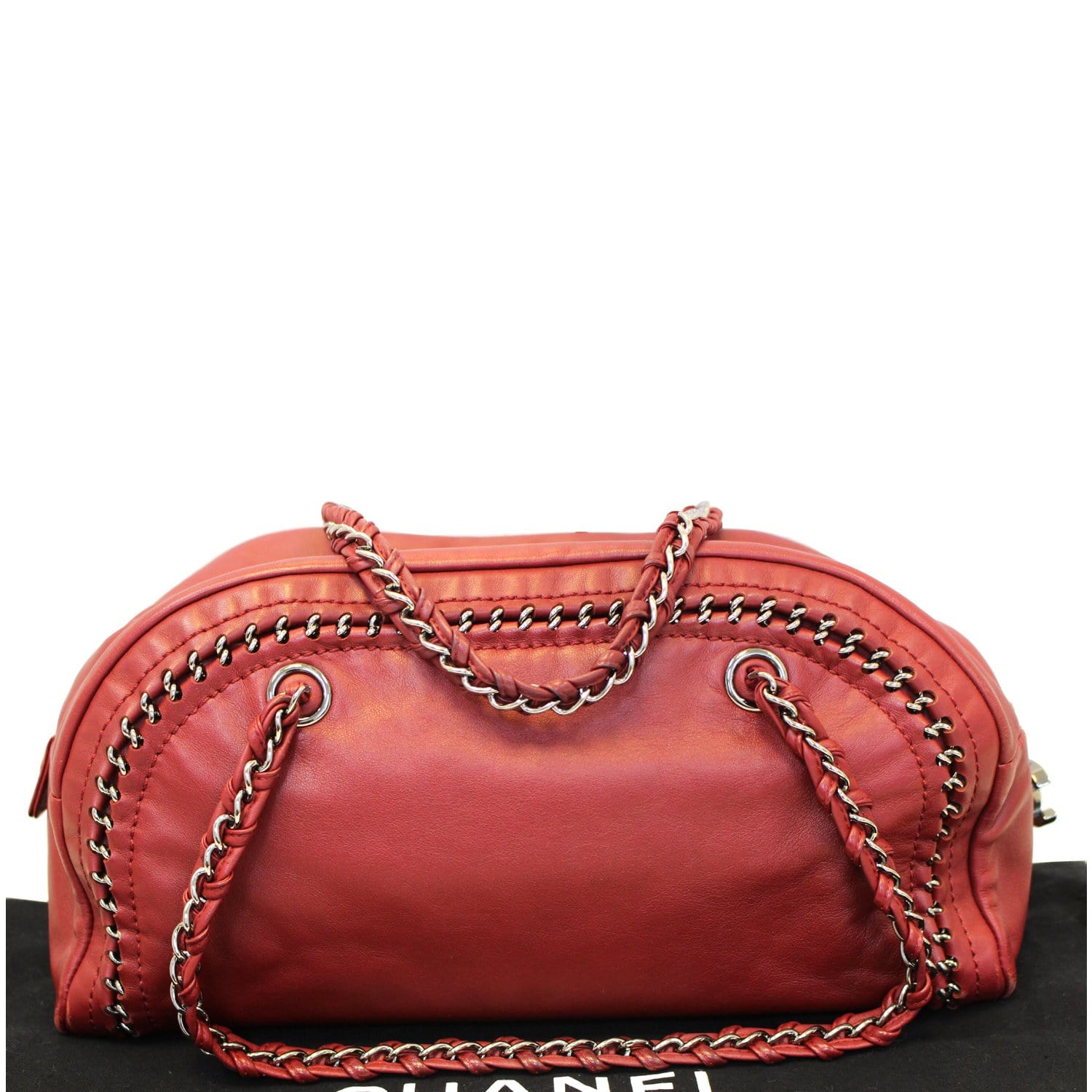 Chanel Smooth Calfskin Petit Luxe Ligne Bowler Satchel Bag Red Us