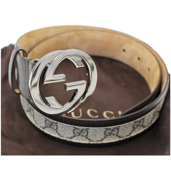 GUCCI Interlocking G Leather Monogram Belt 85/34-US