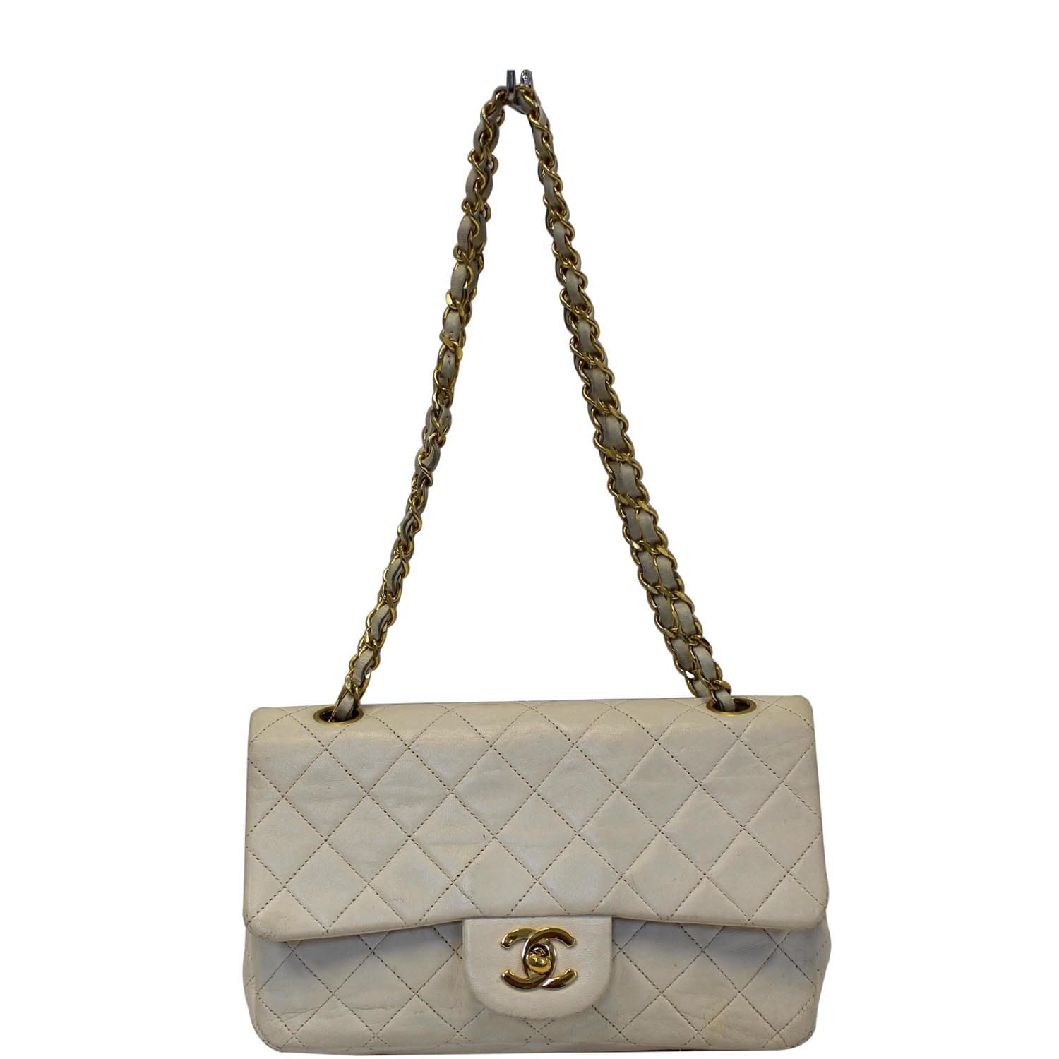 Chanel Classic Medium Double Flap Shoulder Bag Bag Ivory-US