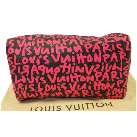 Louis Vuitton Graffiti Speedy 30 Gold Hardware, Graffiti Zip Wallet, and Charm, 2009, Brown/Pink Womens Handbag