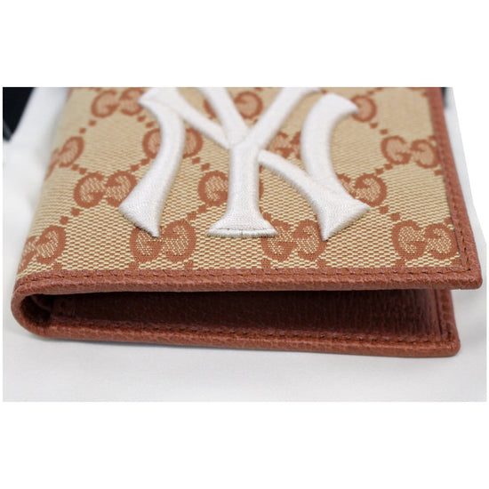 Gucci New York Yankees Patch Wallet GG Beige/Brick Red in Canvas - US