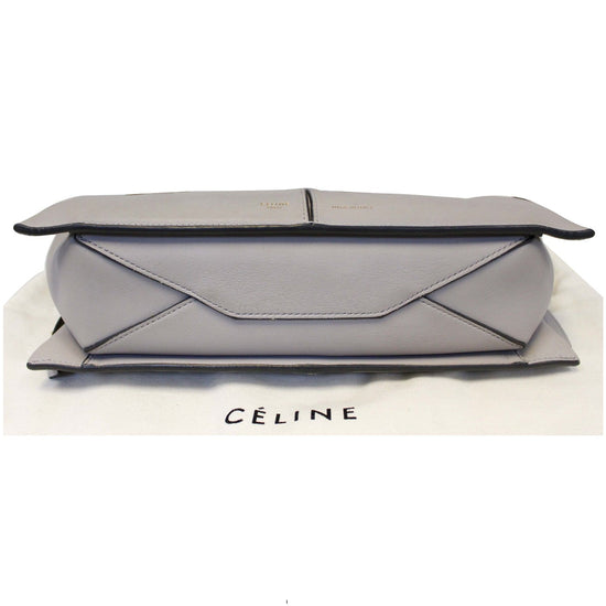 CELINE Smooth Calfskin Tri-Fold Clutch on Chain Black 257393
