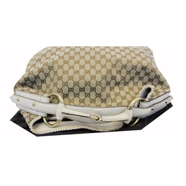 GUCCI Horsebit GG Canvas Large Hobo Bag Beige/White 114900-US