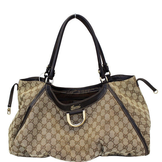 GUCCI Abbey D Ring GG Canvas Large Hobo Bag Brown 189835 - Final Sale