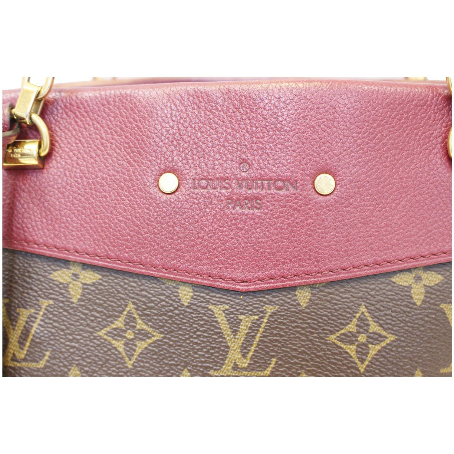 LOUIS VUITTON Pallas Monogram Canvas Chain Shopper Bag Aurore