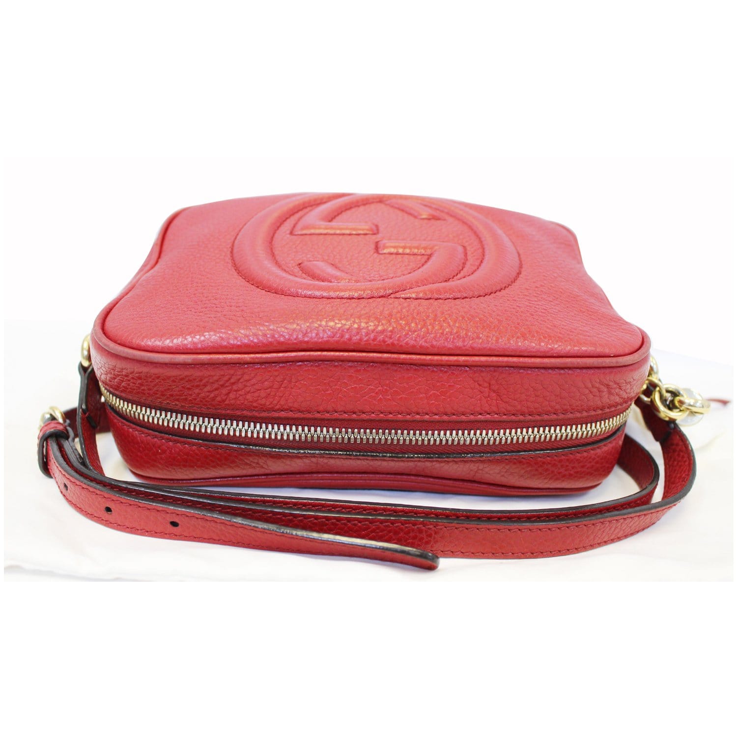GUCCI Soho Disco Pebbled Leather Small Crossbody Bag Red-US