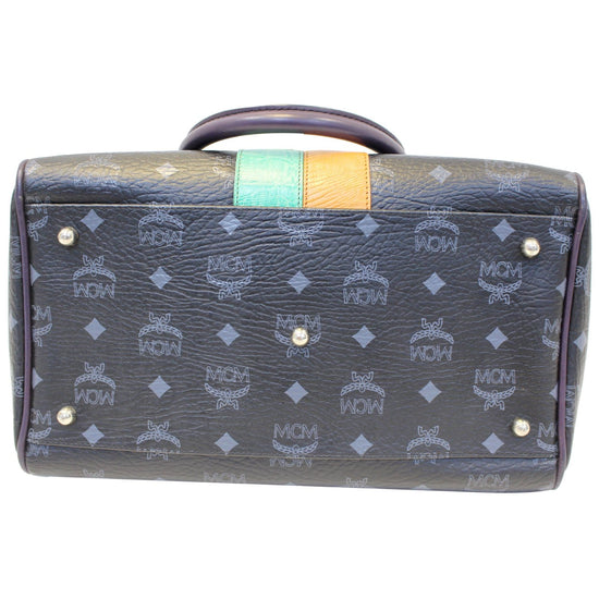 MCM Black/Gold Visetos Coated Canvas, Snakeskin Embossed and Leather  Princess Lion Boston Bag MCM