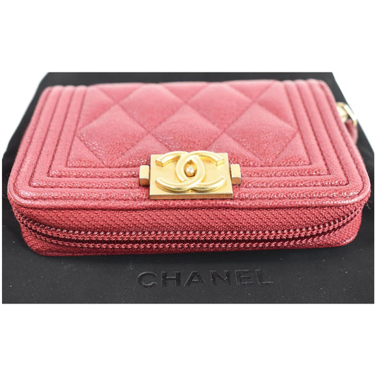 Chanel Boy Zip Around Caviar Coin Purse Wallet