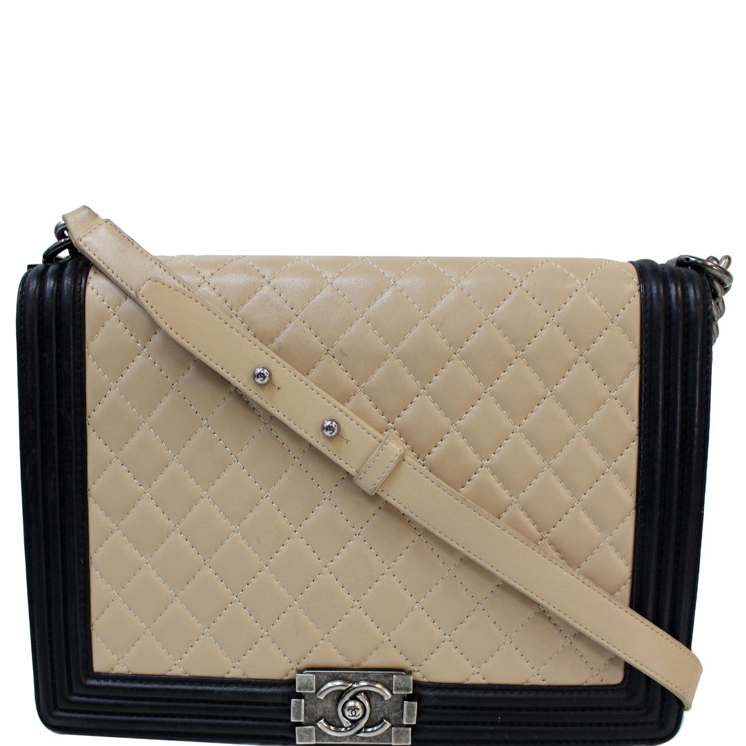 Chanel Bicolor Boy Flap Bag Quilted Lambskin Large at 1stDibs
