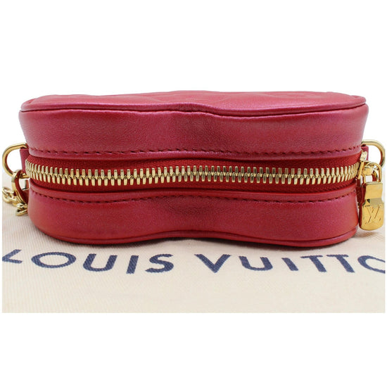 New Louis Vuitton Heart on chain red lambskin monogram embossed mini bag  M80837