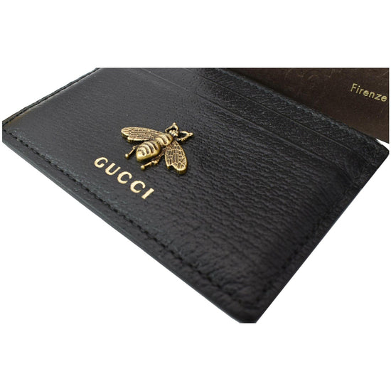 GUCCI 460185 Pink Leather Animalie Bee Card Wallet AA287