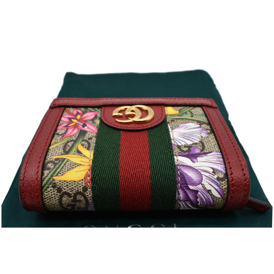 GUCCI Ophidia Flora GG Supreme Canvas Card Case Wallet Red 523155 - 10