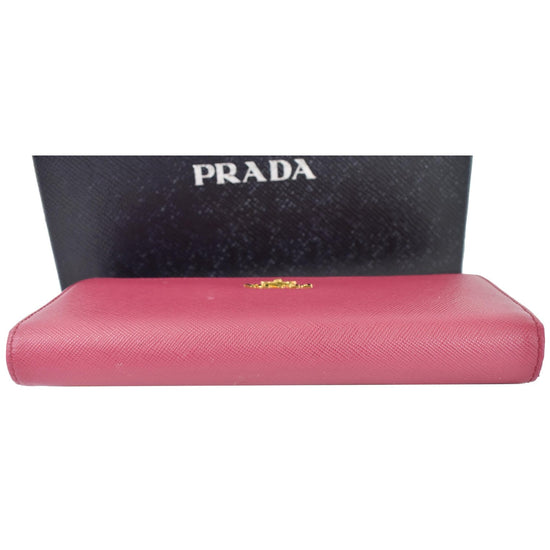 PRADA Continental Flap Saffiano Leather Long Wallet Pink