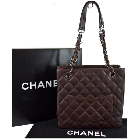 $2500 Chanel Classic Dark Beige Tan Caviar Leather Petite Shopping Tote PST  SHW - Lust4Labels