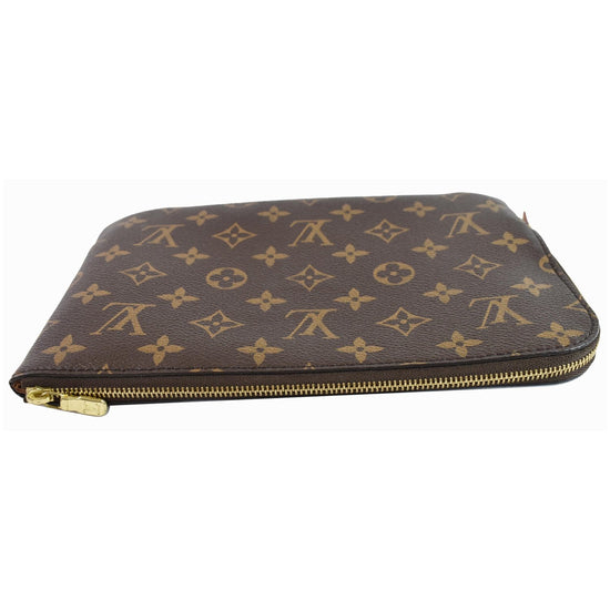 Louis+Vuitton+Etui+Voyage+Pouch+Cosmetic+Case+Brown+Leather for sale online