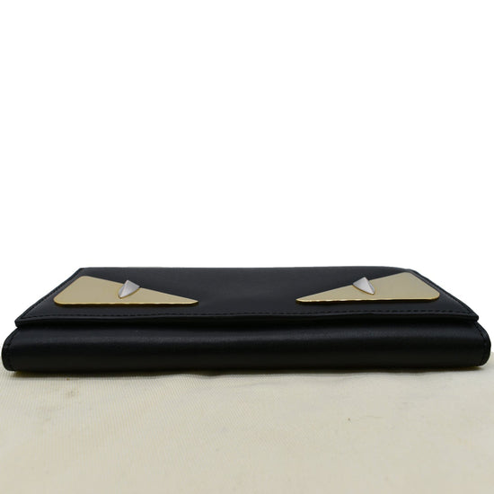 FENDI Monster Eyes Leather Wallet Black