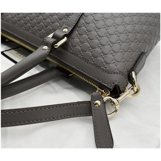 GUCCI Convertible GG Microguccissima Leather Satchel Bag Black 449656