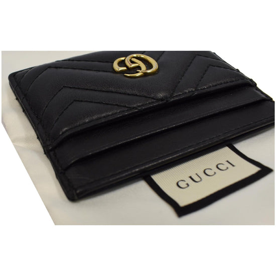 GUCCI GG Marmont Leather Card Case Black 443127