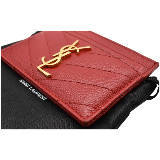 YVES SAINT LAURENT Monogram Grain Embossed Leather Card