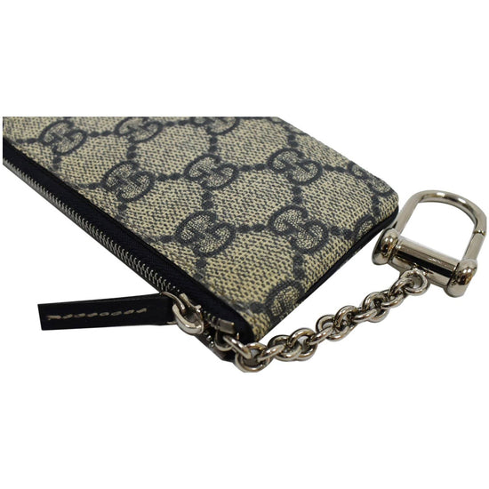 GUCCI GG Supreme Monogram Key Case Beige Ebony Cuir 1216536