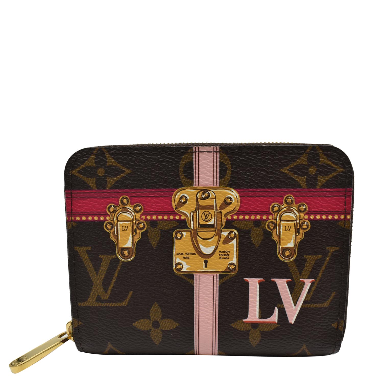 Louis Vuitton Zippy Coin Purse Blossom Monogram Printed Brown