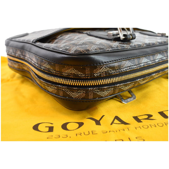 GOYARD Ambassador PM Black Calf/ Black Multi Coated Canvas Leather Business  Bag